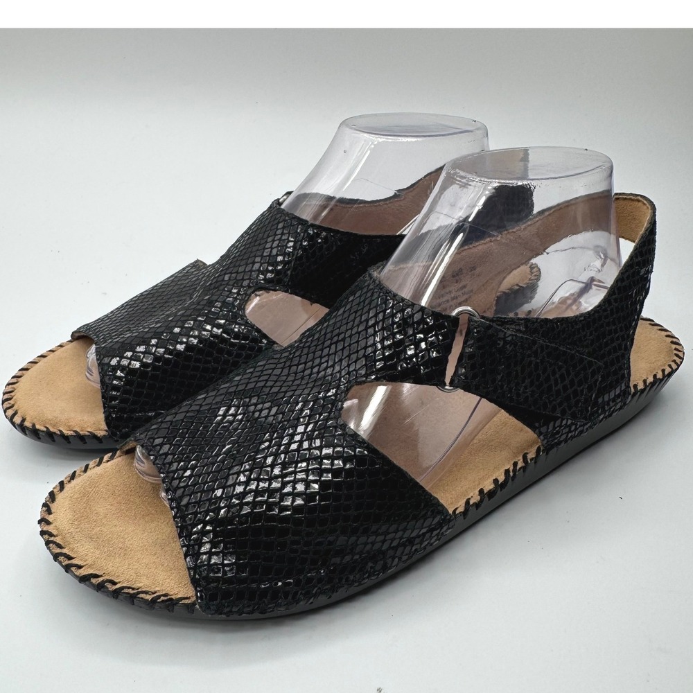 Naturalizer Scout Black Snakeskin Leather Slingback Sandals Womens 10W